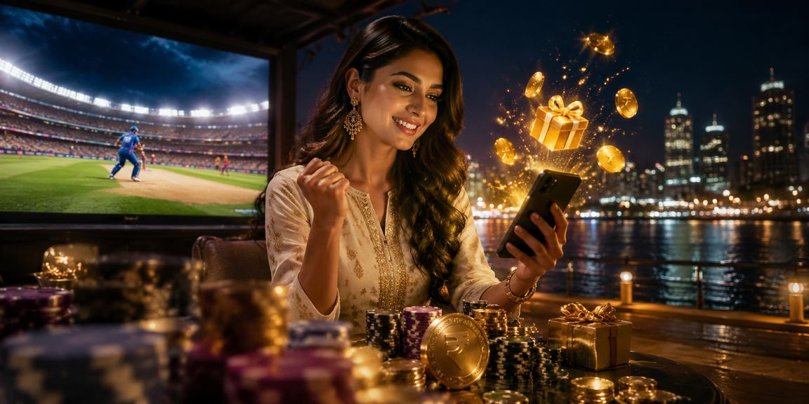 Indian player enjoying cricket betting alongside traditional kurti fashion